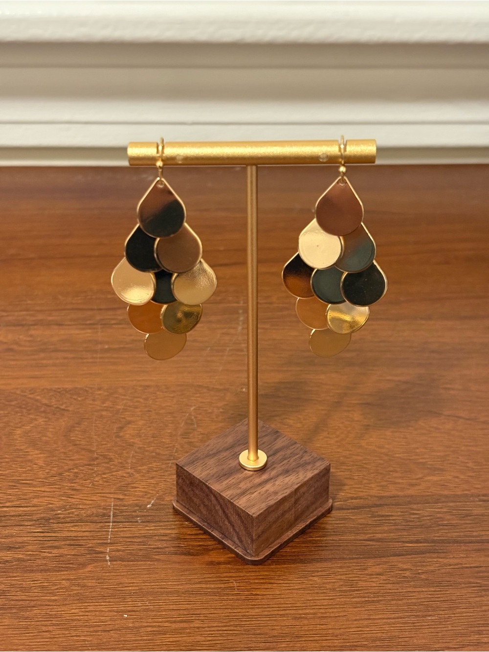 Gold Multitone Teardrop Cascade Earrings